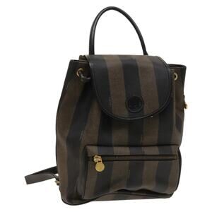 FENDI Pecan Canvas Backpack Pvc Brown Black Gold
